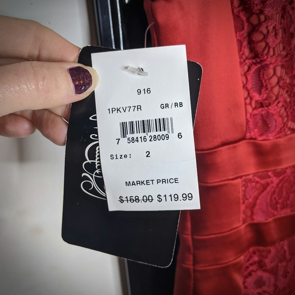 Red Jax satin/lace/floral dress sz 2 - Picture 6 of 7